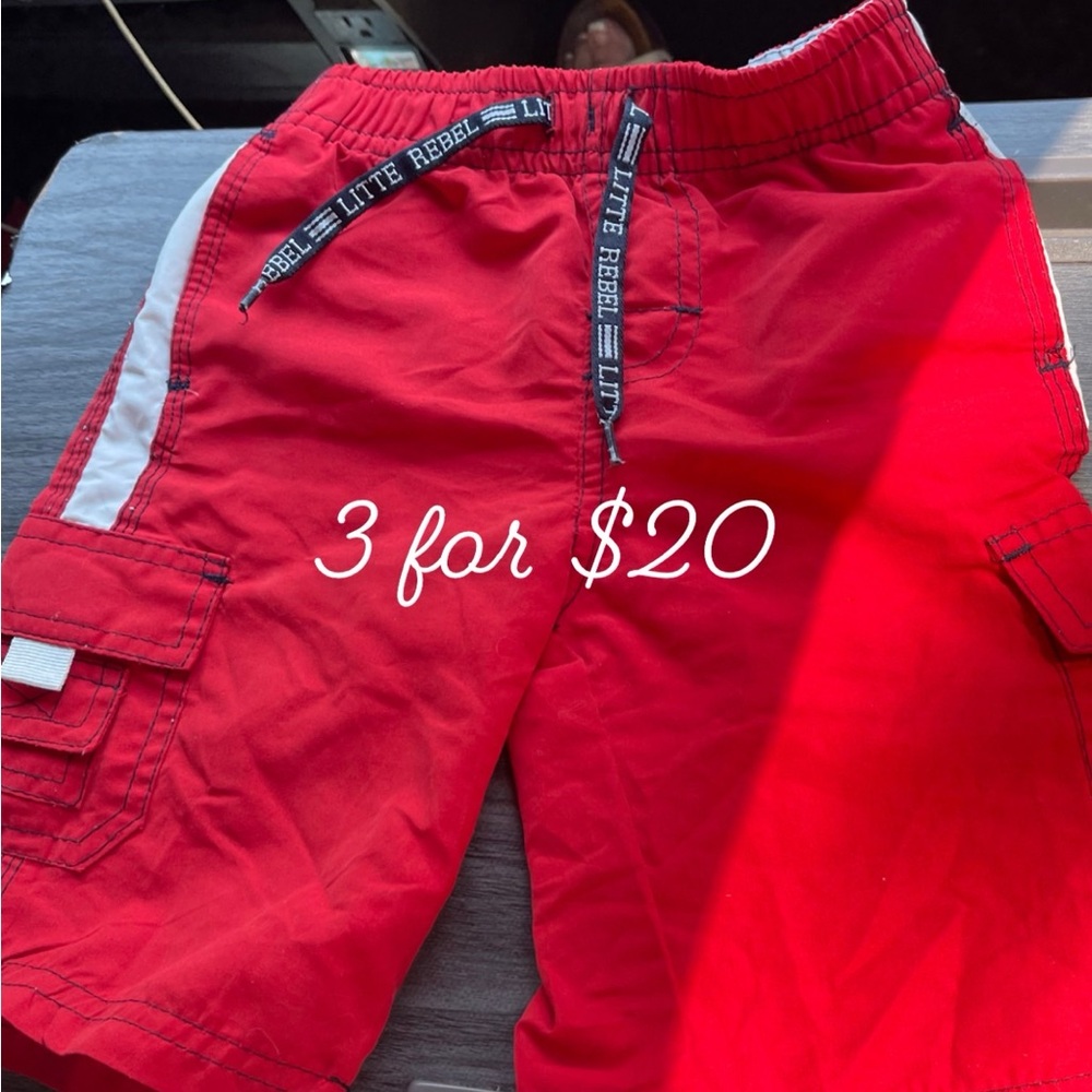 Early Days red/white board shorts 18-24 months. 3itemsfor$20
